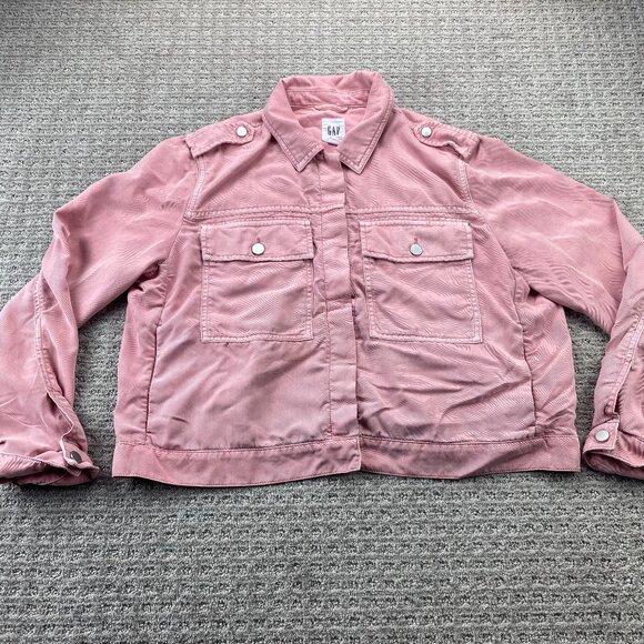 Gap Pink Jacket Women Size Extra Large XL Button Up Short Length Casual Cute - Picture 1 of 13